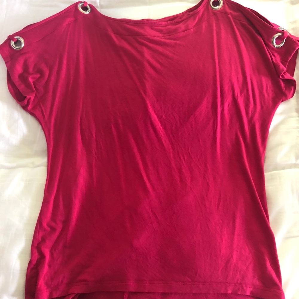 Pink Top with Silver Ring Ties